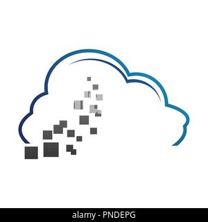 Blu simbolo cloud ,big dati logo cloud,grande tecnologia cloud logo. Il cloud per la gestione dei dati di logo del vettore Illustrazione Vettoriale