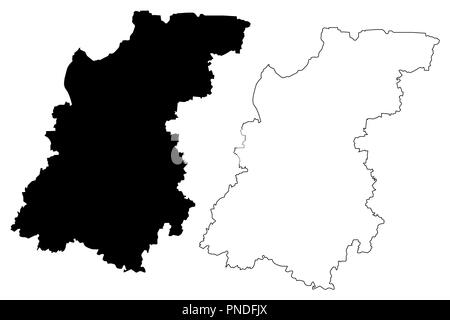 Nizhny Novgorod Oblast (Russia, soggetti della Federazione Russa, Oblasts della Russia) mappa illustrazione vettoriale, scribble sketch Oblast Nizhegorod (Gor Illustrazione Vettoriale