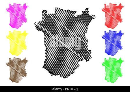 Cecenia (Russia, soggetti della Federazione Russa, Repubbliche di Russia) mappa illustrazione vettoriale, scribble sketch Repubblica Cecena mappa Illustrazione Vettoriale