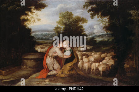 Giacobbe e Rachele al pozzo. Data/Periodo: del xvii secolo. La pittura. Olio su tela olio. Altezza: 930 mm (36.61 in); Larghezza: 1.492 mm (58.74 in). Autore: scuola di lingua spagnola. Anonimo. Foto Stock