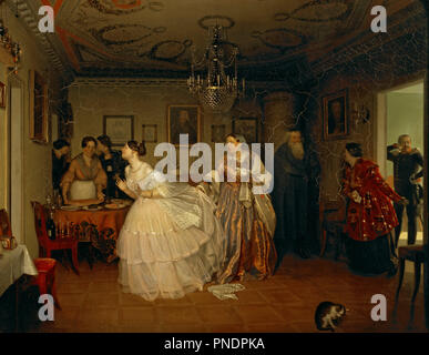 Il matchmaking dei principali. Data/Periodo: 1848. La pittura. Olio su tela. Altezza: 58,3 cm (22,9 in); Larghezza: 75,4 cm (29,6 in). Autore: Pavel Fedotov. Fedotov, Pavel Andreyevich. Foto Stock