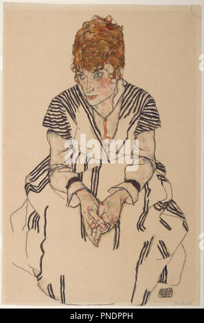 Ritratto dell'artista della sorella-in-legge, Adele Harms, 1917. Data/Periodo: 1917. Disegno. Gesso nero, spazzola e gouache su carta del Giappone. Autore: Egon Schiele. SCHIELE, EGON. Foto Stock