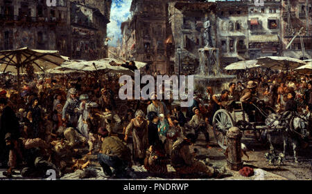 Piazza d'Erbe in Verona / Marketplace in Verona. Data/Periodo: 1884. La pittura. Olio su tela. Altezza: 73,5 cm (28,9 in); larghezza: 127 cm (50 in). Autore: ADOLPH VON MENZEL. Menzel, Adolph Friedrich von. Foto Stock