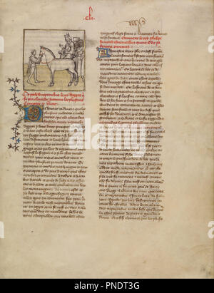 Alessandro il Grande. Data/Periodo: ca. 1390 - 1400. Staccato di foglia. Tempere, colorato di lavaggi, foglia oro e inchiostro su pergamena. Altezza: 382 mm (15.03 in); larghezza: 295 mm (11,61 in). Autore: Primo Master della Bibbia historiale di Jean de Berry. Foto Stock