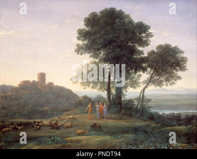 Giacobbe con Labano e le sue figlie. Data/Periodo: 1676. La pittura. Olio su tela olio. Altezza: 720 mm (28,34 in); larghezza: 945 mm (37.20 in). Autore: Claude. Claude Lorrain. Foto Stock