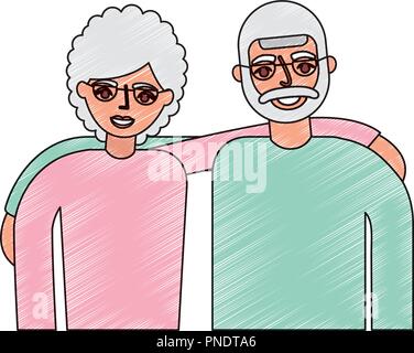 Nonni giovane avatar caratteri Illustrazione Vettoriale