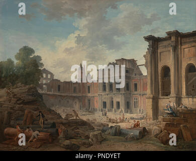 Demolizione del Château di Meudon. Data/Periodo: 1806. La pittura. Olio su tela. Altezza: 1,133 mm (44.60 in); Larghezza 1.460 mm (57.48 in). Autore: Hubert Robert. Foto Stock