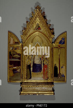 Madonna con Santi e scene della vita di Cristo, portatile pala d altare. Data/Periodo: ca. 1336. La pittura. Tempera e oro cesellata su pannello di pioppo in originale telaio impegnato. Autore: MASO DI BANCO. Foto Stock