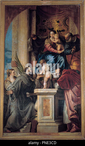 Madonna con il Bambino e i Santi. Data/Periodo: 1666 - 1677. La pittura. Olio su tela. Altezza: 3.100 mm (10.17 ft); Larghezza: 1.880 mm (74.01 in). Autore: Giovanni Bonati. Foto Stock