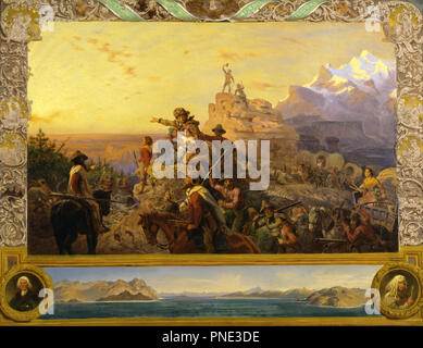 A occidente il corso dell'Impero prende il suo modo (studio murale, U.S. Capitol). Data/Periodo: 1861. La pittura. Olio su tela Olio su tela. Altezza: 844.55 mm (33.25 in); larghezza: 1,101.85 mm (43.37 in). Autore: Emanuel Gottlieb Leutze. Foto Stock