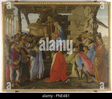L Adorazione dei Magi. Data/Periodo: ca. 1476. La pittura. Tempera su pannello. Altezza: 111 cm (43,7 in); larghezza: 134 cm (52,7 in). Autore: Botticelli, Sandro. SANDRO BOTTICELLI. Foto Stock