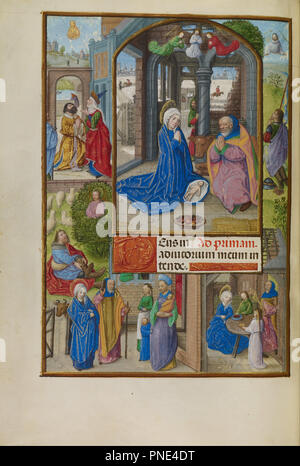 La natività. Data/Periodo: ca. 1510 - 1520. Folio. Tempere, oro e inchiostro su pergamena. Altezza: 232 mm (9.13 in); larghezza: 167 mm (6.57 in). Autore: Maestro di Dresda Libro di preghiera. Foto Stock