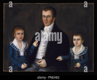 John Jacob Anderson e i figli Giovanni e Edward. Data/Periodo: ca. 1812-1815. La pittura. Olio su tela. Altezza: 76,5 cm (30,1 in); larghezza: 100,8 cm (39,6 in). Autore: Joshua Johnson. Foto Stock