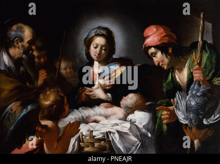 La Adorazione dei pastori. Data/Periodo: ca. 1615 (barocco). La pittura. Olio su tela. Altezza: 97 cm (38,1 in); larghezza: 139 cm (54,7 in). Autore: Bernardo Strozzi. STROZZI, Bernardo. Foto Stock