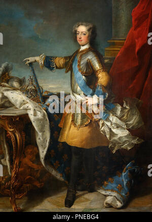 Louis XV, roi de France et de Navarra (1710-1774) / Luigi XV, Re di Francia e Navarra (1710-1774). Data/Periodo: ca. 1723. La pittura. Olio su tela. Altezza: 205 cm (80,7 in); larghezza: 171 cm (67,3 in). Autore: Jean-Baptiste Van Loo. VAN LOO, JEAN-BAPTISTE. LOO, Jean Baptiste VAN. Foto Stock