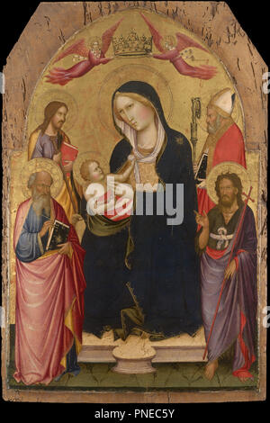 Madonna con Bambino e San Giovanni Evangelista e San Giovanni Battista e San Giacomo di Compostela e San Nicola di Bari. Data/Periodo: ca. 1388-1390. La pittura. Tempera e oro su pannello in legno tempera e oro su pannello di legno Altezza: 975 mm (38.38 in); larghezza: 535 mm (21.06 in). Autore: Agnolo Gaddi. GADDI, Agnolo. Foto Stock