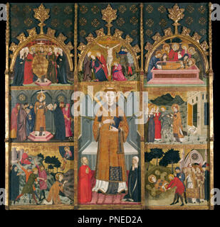 Pala di Santo Stefano. Data/Periodo: ca. 1385. La pittura. Tempera, foglia oro e piastra di metallo su legno. Altezza: 1,857 mm (73.11 in); larghezza: 1,865 mm (73.42 in). Autore: Jaime Serra. SERRA JAIME O SERRA JAUME. SERRA, Jaume. Foto Stock