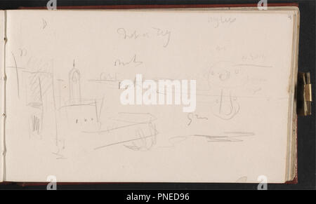 Il taccuino di canale. Data/Periodo: ca. 1845. Disegno. Grafite su media, leggermente strutturata, bianco carta intessuta. Altezza: 95 mm (3,74 in); larghezza: 159 mm (6,25 in). Autore: J. M. W. Turner. Foto Stock