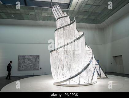 Fontana di luce da parte di Ai Wei Wei al museo del Louvre Abu Dhabi, Emirati Arabi Uniti Foto Stock