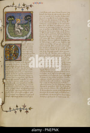 San Giovanni a Patmos. Data/Periodo: ca. 1360 - 1370. Folio. Tempera su pergamena. Altezza: 349 mm (13.74 in); larghezza: 260 mm (10,23 in). Autore: Maestro di Jean de Mandeville. Foto Stock