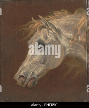 Testa di un grigio Arabian Horse. Data/Periodo: 1820s. La pittura. Olio su tela su pannello. Altezza: 203 mm (7,99 in); larghezza: 171 mm (6,73 in). Autore: Martin Theodore Ward. Foto Stock