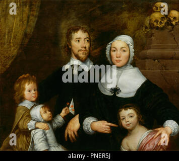 Ritratto di una famiglia, probabilmente quella di Richard Streatfeild. Data/Periodo: ca. 1645. La pittura. Olio su tela. Altezza: 1,067 mm (42 in); larghezza: 1245 mm (49.01 in). Author: William Dobson. Foto Stock