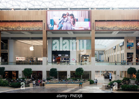 Interno della Yas Mall Shopping center su Saadiyat Island, EMIRATI ARABI UNITI Foto Stock