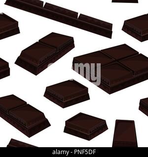 Sfondo senza cuciture con un pezzo di cioccolato nero bar. Illustrazione Vettoriale Illustrazione Vettoriale