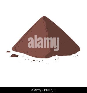 Pila di cacao in polvere. Cacao isolati su sfondo bianco. Illustrazione Vettoriale, design piatto Illustrazione Vettoriale