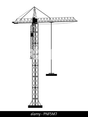 Costruzione di gru icona illustrazione vettoriale. Silhouette nera su sfondo bianco. Illustrazione Vettoriale