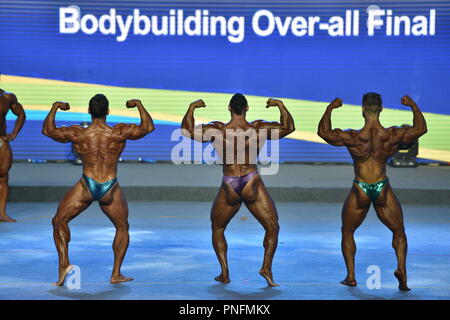 Xian, Cina. Xx Settembre 2018. La cinghia e il mondo su strada bodybuilding e fitness classifica Elite Evento è tenuto in Xian, Cina nord-occidentale della provincia di Shaanxi, Settembre 20th, 2018. Credito: SIPA Asia/ZUMA filo/Alamy Live News Foto Stock