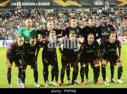 Dudelange, Lussemburgo. Xx Settembre 2018. Team AC Milan durante la UEFA Europa League, Gruppo F partita di calcio tra F91 Dudelange e AC Milano il 20 settembre 2018 al Sima Barthel stadium di Dudelange, Lussemburgo - Photo Laurent Lairys / DPPI Credito: Laurent Lairys/Agence Locevaphotos/Alamy Live News Foto Stock