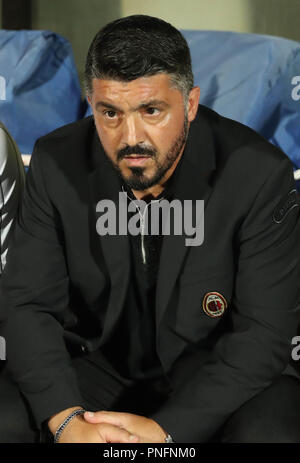 Dudelange, Lussemburgo. Xx Settembre 2018. Coach Gennaro Gattuso (AC Milan)durante la UEFA Europa League, Gruppo F partita di calcio tra F91 Dudelange e AC Milano il 20 settembre 2018 al Sima Barthel stadium di Dudelange, Lussemburgo - Photo Laurent Lairys / DPPI Credito: Laurent Lairys/Agence Locevaphotos/Alamy Live News Foto Stock