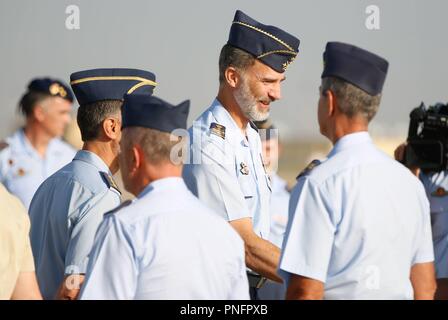 En moron de la Frontera (Sevilla), el Rey Felipe vi visita la Base Aerea. 1 21/09/2018 re Felipe VI visiti la Base Aerea di Moron de la Frontera a Siviglia il 21 settembre 2018 888/Cordon premere Foto Stock