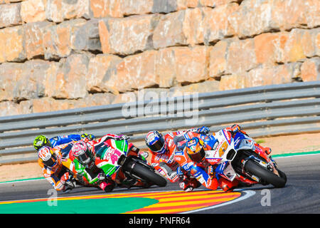 Alcaniz, Spagna. Xxi Sep 2018. JACK MILLER (43) di Australia e Alma Pramac Racing , Andrea Dovizioso (4) d'Italia e il Team Ducati e ALEIX ESPARGARO (41) della Spagna e Aprilia Racing Team durante il moto GP Libere 1 dell'Aragona Grand Prix al Motorland pista di Alcaniz in Spagna su Settembre 21, 2018 (Foto: Alvaro Sanchez) Credito: CORDON PREMERE/Alamy Live News Foto Stock