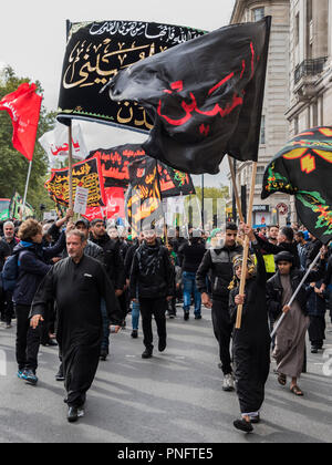 Ashura giorno di marzo - i musulmani britannici marzo down Oxford Street per commemorare la memoria di Hussain, martirizzato il nipote del Prohet Muhamed. Credito: Guy Bell/Alamy Live News Foto Stock