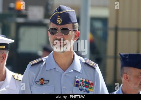 En moron de la Frontera (Sevilla), el Rey Felipe vi visita la Base Aerea. 2. 21/09/2018 il re Felipe VI visiti la Base Aerea di Moron de la Frontera a Siviglia il 21 settembre 2018 888/Cordon premere Foto Stock