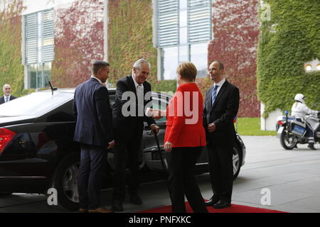 Berlino, Germania. Il 21 settembre 2018. La germania,09/21/2018, Berlino, Cancelliere Merkel accoglie il Presidente ceco Zeman. Il cancelliere tedesco Angela Merkel riceve Presidente ceca Miloš Zeman presso la Cancelleria federale su Venerdì, 21 settembre. Credito: SAO colpito/Alamy Live News Foto Stock