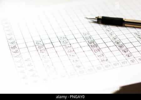 Il foglio di carta con i caratteri cinesi e penna, l'inizio di imparare il cinese, dei pronomi Foto Stock