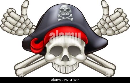 Cranio e Crossbones pirata Illustrazione Vettoriale