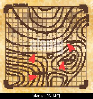 Retrò piano battaglia con bersagli, vintage map sulla vecchia carta Illustrazione Vettoriale