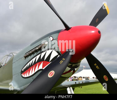 North American Mustang P51D, G-SHWN, Freddie marzo spirito di aviazione, Goodwood 2018, settembre 2018, automobili, automobili, il circuito da corsa di classe Foto Stock