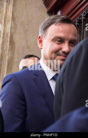 Presidente polacco Andrzej Duda durante una visita di Wawel. A Cracovia il 7 agosto 2015. Foto Stock