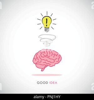 Idea della lampadina e il cervello umano icona illustrazione vettoriale Illustrazione Vettoriale