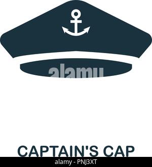 Capitano della PAC e la relativa icona. Monocromatico design di stile. UI. Pixel perfetto simbolo semplice del capitano icona cap. Web design, applicazioni software, l'uso della stampa Illustrazione Vettoriale