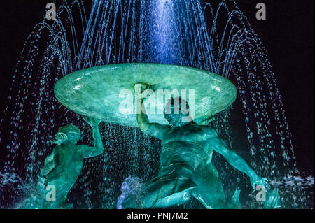 Fontana del Tritone a La Valletta, Malta, Foto Stock