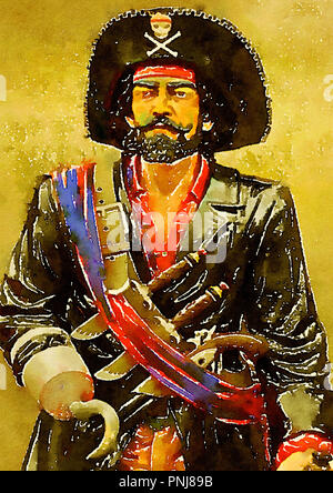 Capitano Pirata illustrazione Foto Stock