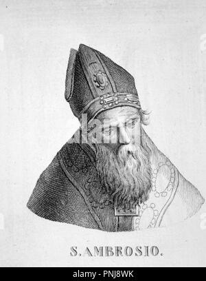 San Ambrosio (340-397). Arzobispo de Milán. Padre y doctor de la Iglesia Latina. Italia. S.IV. Foto Stock