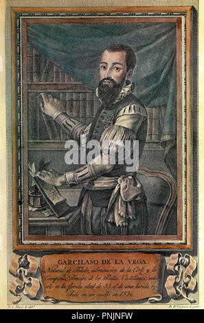 Garcilaso de la Vega (1501-1536). Poeta rinascimentale. Madrid, Calcografia Nazionale. Autore: VAZQUEZ D B. Posizione: CALCOGRAFIA NACIONAL. MADRID. Foto Stock