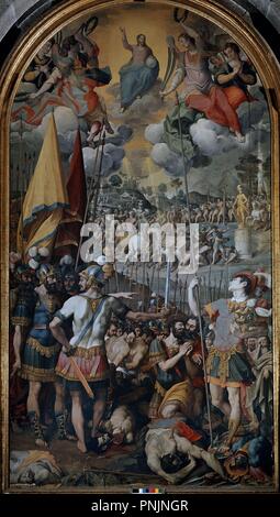 Il martirio DE SAN MAURICIO - 1583 - RENACIMIENTO ITALIANO/Manierismo italiano. Autore: CINCINATO ROMULO. Posizione: MONASTERIO-PINTURA. SAN LORENZO del El Escorial. MADRID. Spagna. Foto Stock